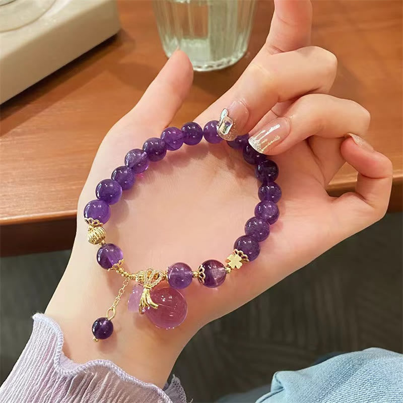 Buddha Stones Natural Amethyst Crystal Money Bag Charm Positive Bracelet - image 8