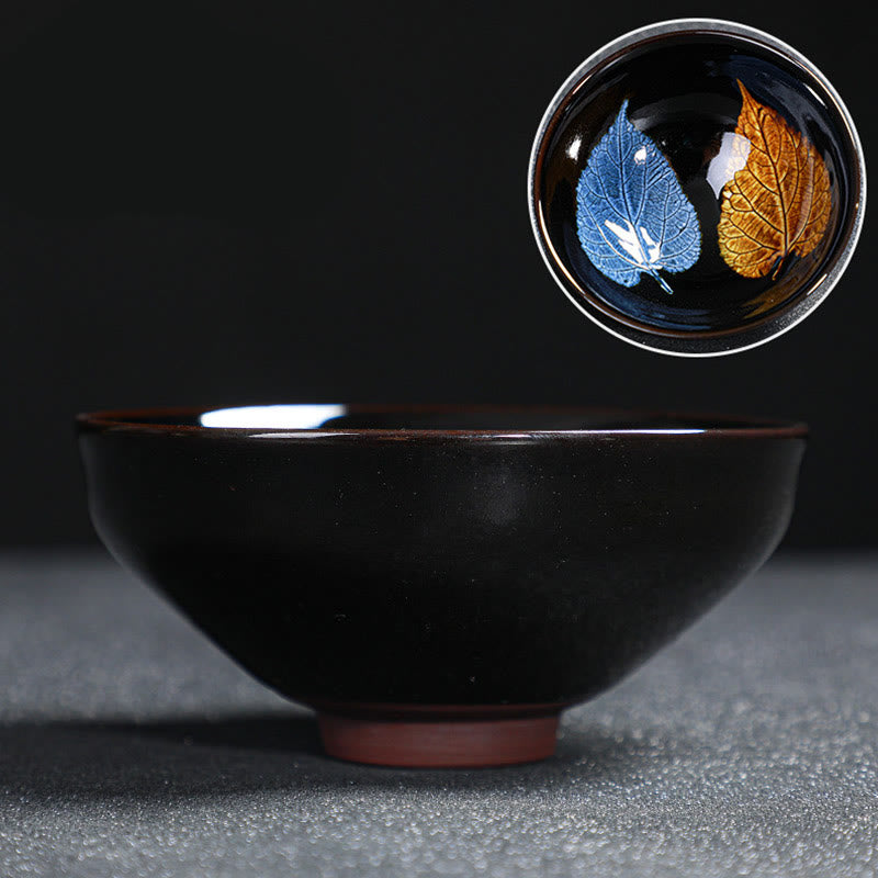 Buddha Stones Gold Maple Leaf Chinese Jianzhan Ceramic Teacup Tenmoku Kung Fu Tea Cup Bowl - image 17