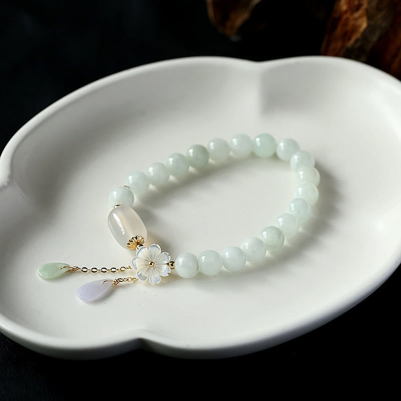 Buddha Stones "Hoping for Purity and Peace"Natural White Jade Bracelet Includes Gift Message Card - image 3