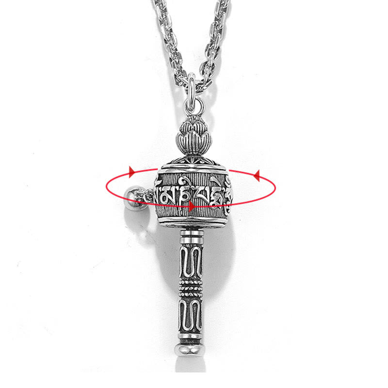 Buddha Stones Tibetan Om Mani Padme Hum Prayer Wheel Lotus Wisdom Rotatable Necklace Pendant - image 8