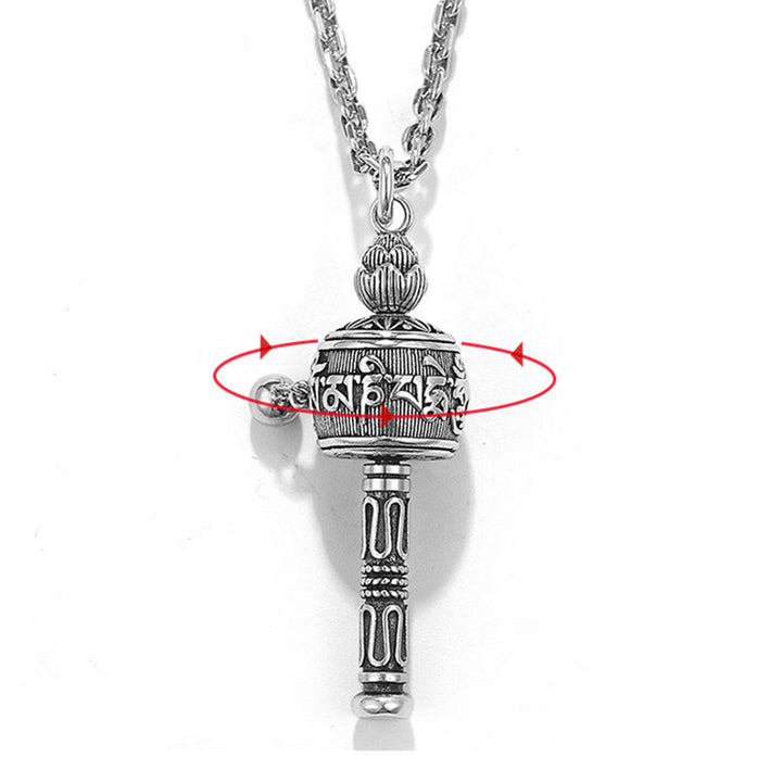 Buddha Stones Tibetan Om Mani Padme Hum Prayer Wheel Lotus Wisdom Rotatable Necklace Pendant - image 8