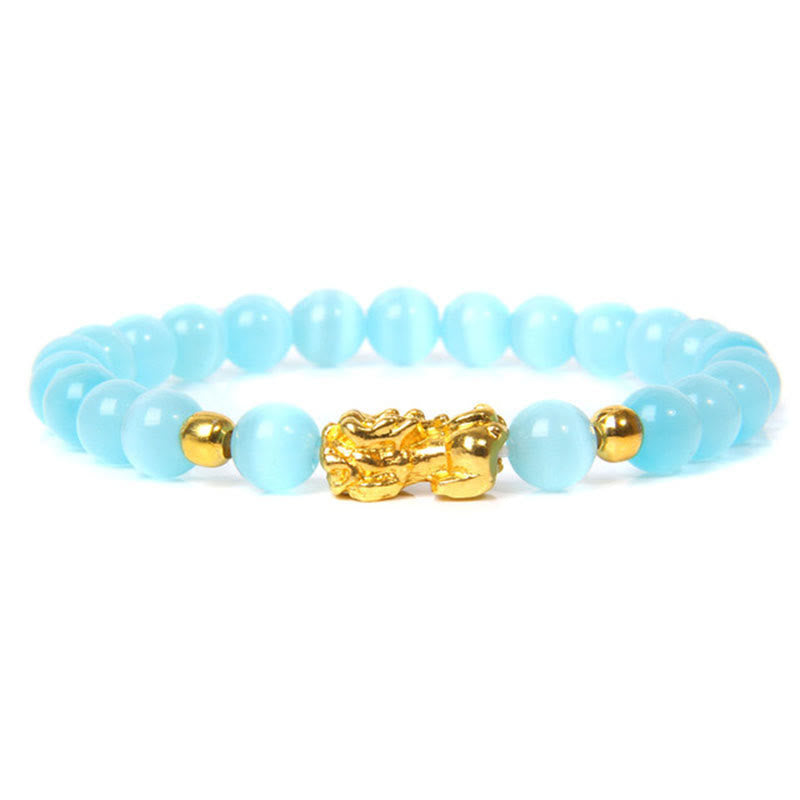 Buddha Stones FengShui Lucky Pixiu Obsidian Wealth Bracelet - Blue Cat's Eye(Wrist Circumference: 15-16cm) - image 4