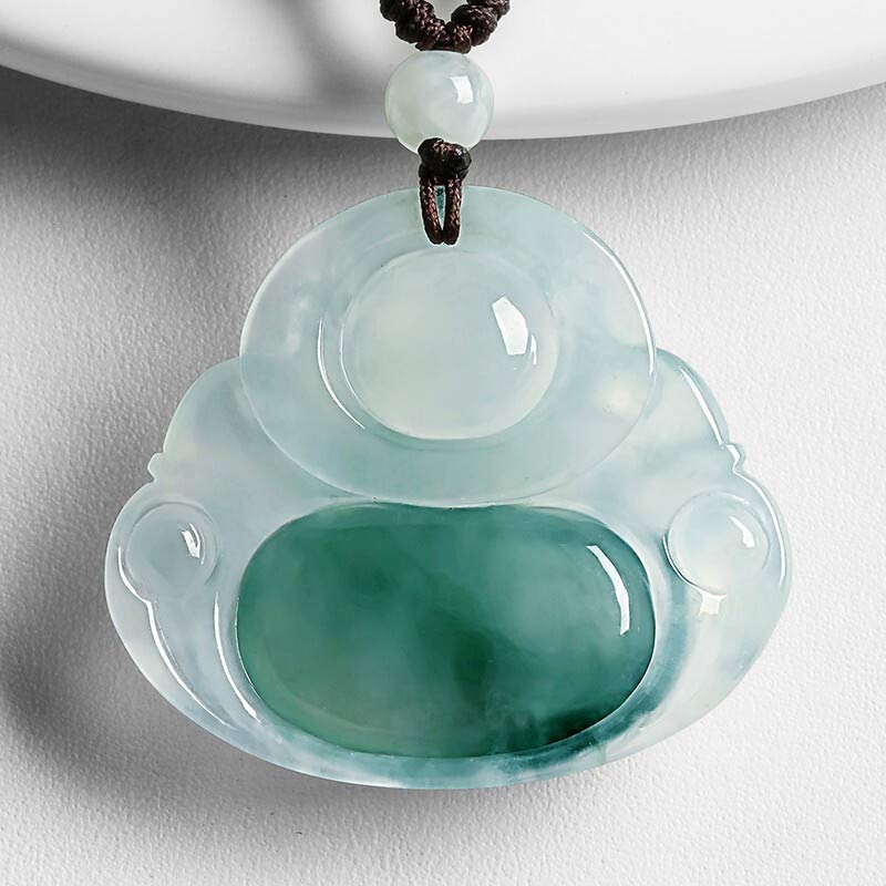 Buddha Stones Cyan Jade Luck Necklace Pendant - image 3