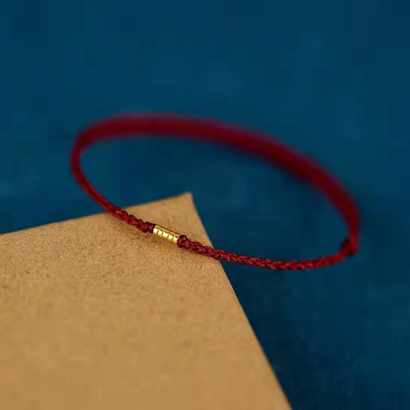 Buddha Stones 925 Sterling Silver Lucky Golden Bead Braided String Bracelet Anklet - image 9