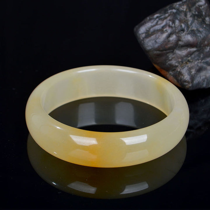 Buddha Stones Natural Golden Silk Jade Luck Wealth Bracelet Bangle - image 2