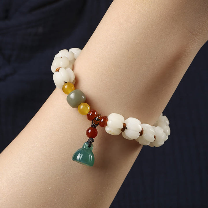 Buddha Stones Natural Bodhi Seed Red Agate Bodhi Calm Harmony Engraved Pumpkin Bead Lotus Bracelet - image 2