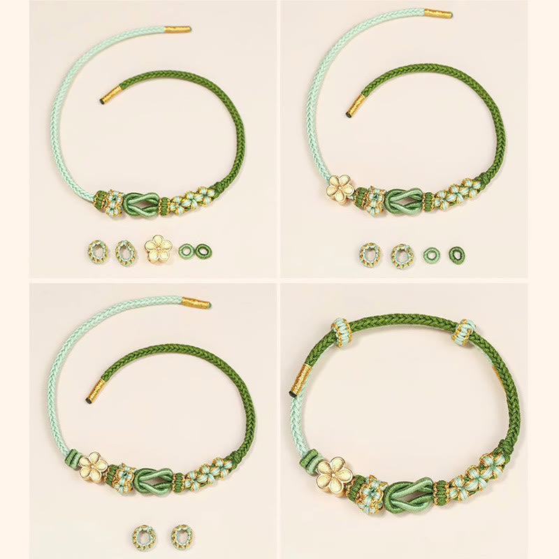 Buddha Stones Handmade Peach Blossom Knot Eight Thread Peace Knot Luck Protection Bracelet - image 5