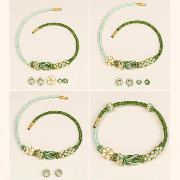 Buddha Stones Handmade Peach Blossom Knot Eight Thread Peace Knot Luck Protection Bracelet - image 5
