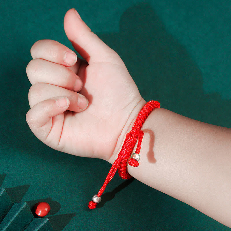 Buddha Stones 925 Sterling Silver Chinese Lock Charm Multicolored Red String Protection Handmade Braided Kids Bracelet - image 8