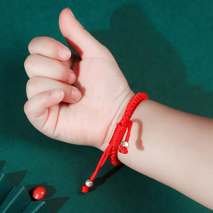 Buddha Stones 925 Sterling Silver Chinese Lock Charm Multicolored Red String Protection Handmade Braided Kids Bracelet - image 8