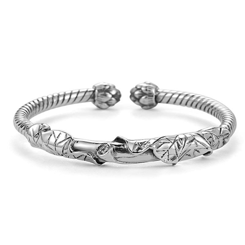 Buddha Stones Tibetan Lotus White Copper Wealth Bracelet - image 1