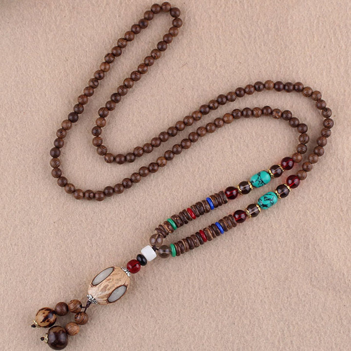 Buddha Stones Tibetan Wenge Wood Bodhi Seed Agate Elephant Protection Necklace Pendant - image 14