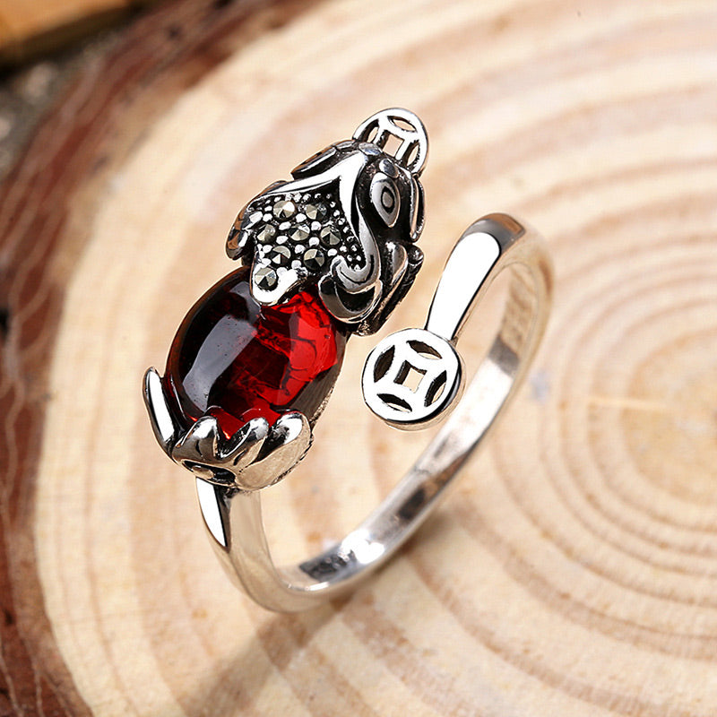 Buddha Stones FengShui Genstone PiXiu Wealth Adjustable Ring - PiXiu - image 0