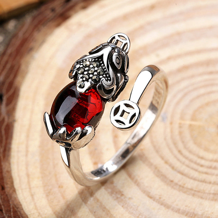 Buddha Stones FengShui Genstone PiXiu Wealth Adjustable Ring - PiXiu - image 0