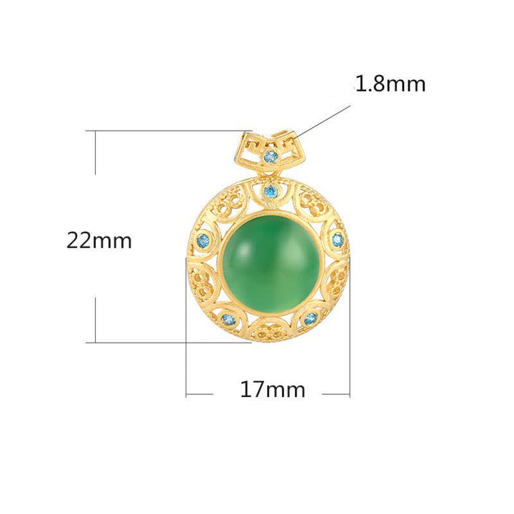 925 Sterling Silver Green Chalcedony Hetian White Jade Strength Necklace Pendant - image 4