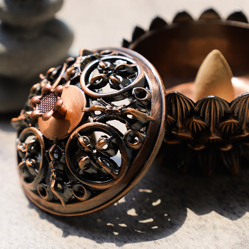 Buddha Stones Tibetan Lotus Shaped Purify Incense Burner - image 3