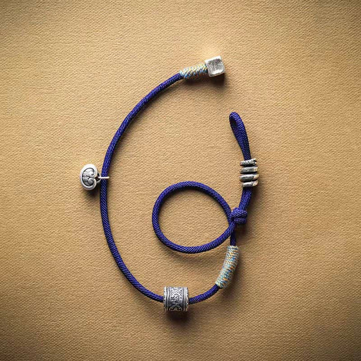 Buddha Stones Handmade Tibetan Om Mani Padme Hum Carved Auspicious Amulet Double Wrap Rope Bracelet - image 2