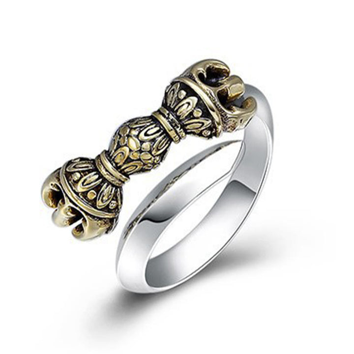 Buddha Stones Tibetan Dorje Vajra Engraved Design Copper Luck Wealth Adjustable Ring - image 7