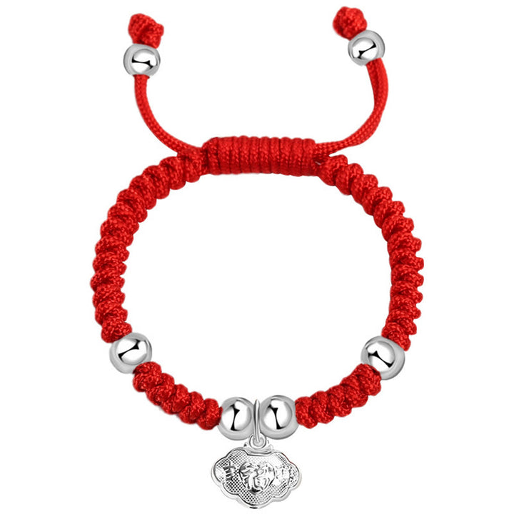 Buddha Stones 925 Sterling Silver Handmade Fu Character Lucky Money Bag Chinese Lock Charm Bell Lotus Copper Coin King Kong Knot Braided Kids Bracelet - image 6