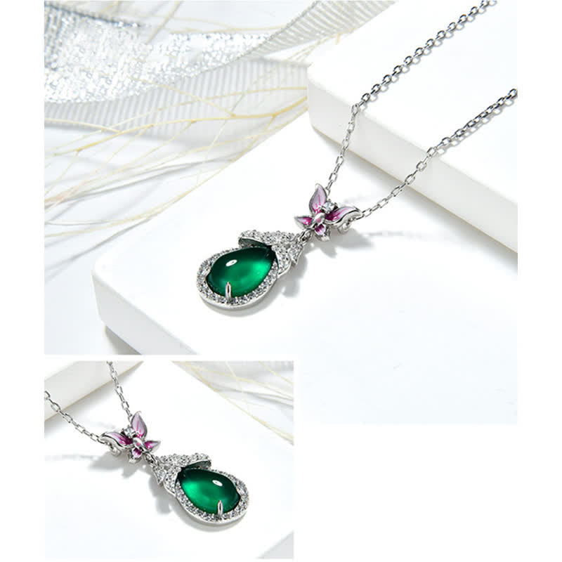 925 Sterling Silver Green Chalcedony Butterfly Zircon Courage Necklace Pendant - image 8