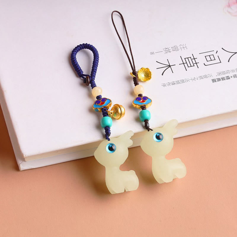 Buddha Stones Mini Cute Deer Glowstone Luminous Lucky Deer Energy Key Chain Phone Car Hanging Decoration - image 13