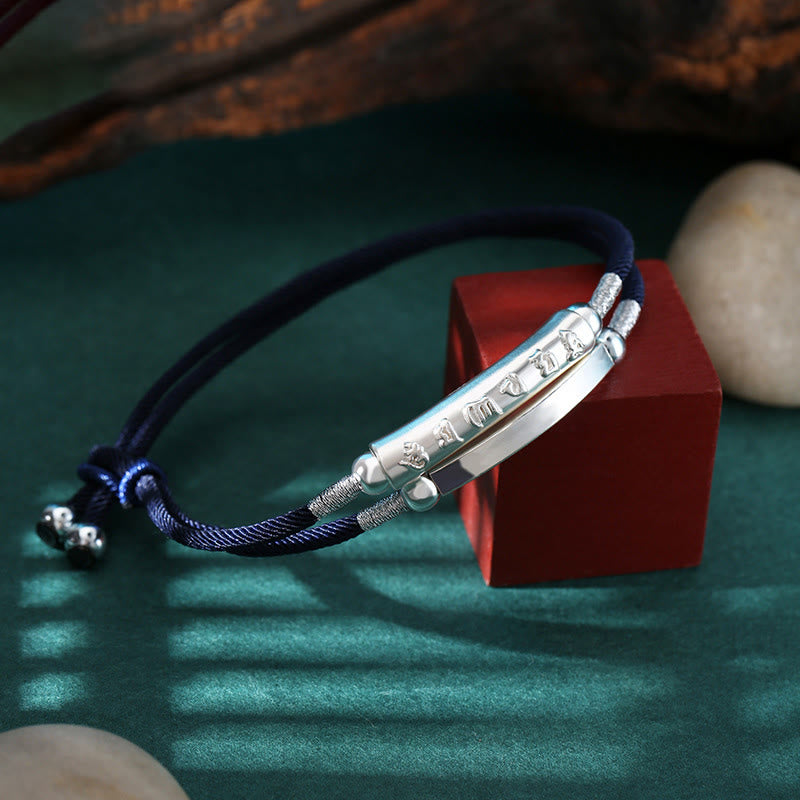 Buddha Stones 999 Sterling Silver Handmade Om Mani Padme Hum Peace Braided Bracelet - image 8