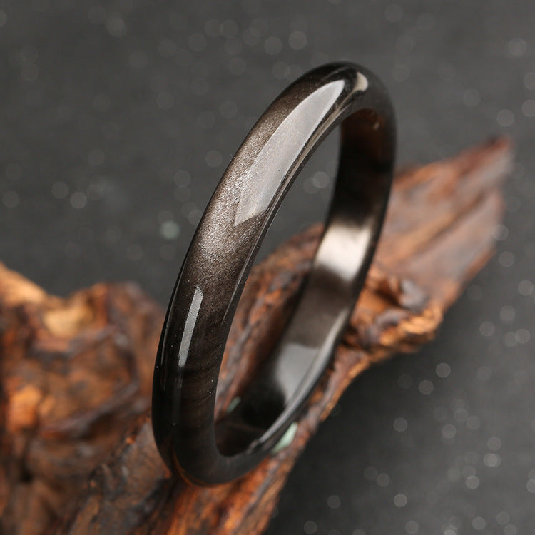 Buddha Stones Gold Sheen Obsidian Silver Sheen Obsidian Protection Bracelet Bangle - image 9