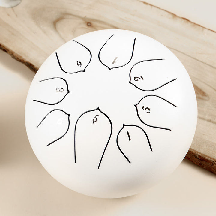 Buddha Stones Steel Tongue Drum Sound Healing Meditation Lotus Pattern Drum Kit 8 Note 6 Inch Percussion Instrument - White - image 17