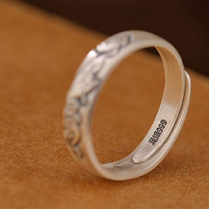 Buddha Stones 999 Sterling Silver Lotus Peony Flower Enlightenment Ring - image 12
