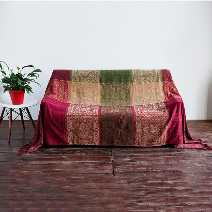 Buddha Stones Tibetan Multicolored Flower Pattern Hand-Dyed Blanket - image 5
