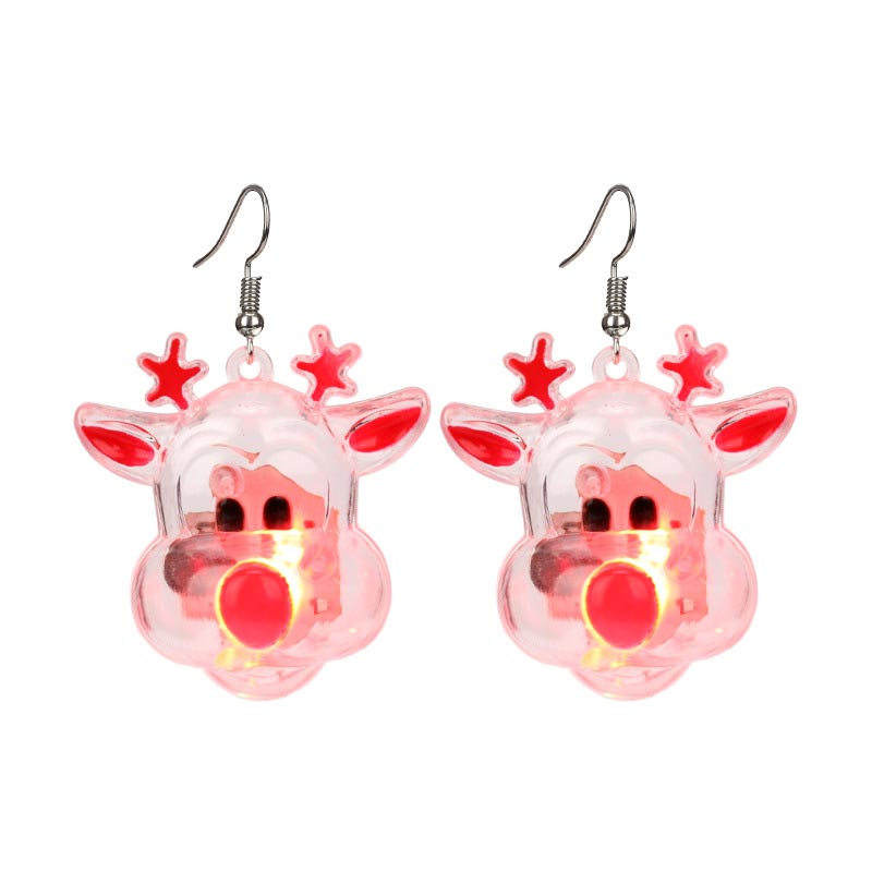 Led Christmas Santa Claus Tree Elk Luminous Earrings - Elk - image 10