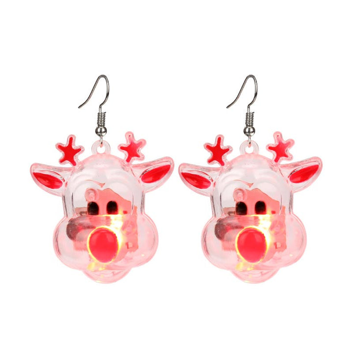 Led Christmas Santa Claus Tree Elk Luminous Earrings - Elk - image 10