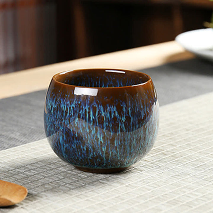 Buddha Stones Multicolor Ceramic Teacup Ocean Wave Tea Cups - image 10