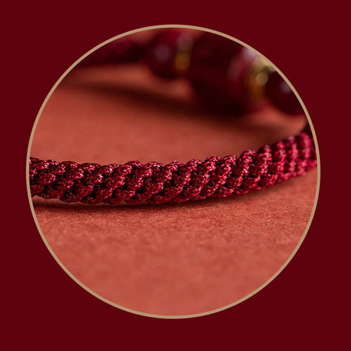 Buddha Stones Tibet Cinnabar Om Mani Padme Hum Engraved Blessing Braided Bracelet - image 10