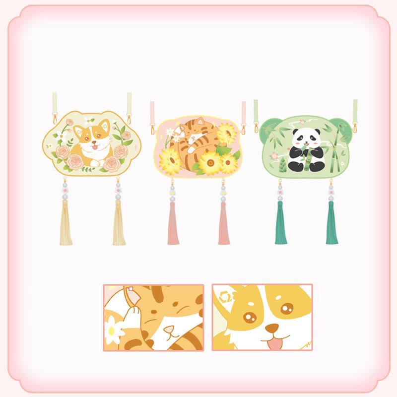 Buddha Stones Embroidery Lucky Panda Cat Shiba Inu Deer Rabbit Fox Flower Cute Animal Hanfu Bag Crossbody Bag Shoulder Bag - image 26