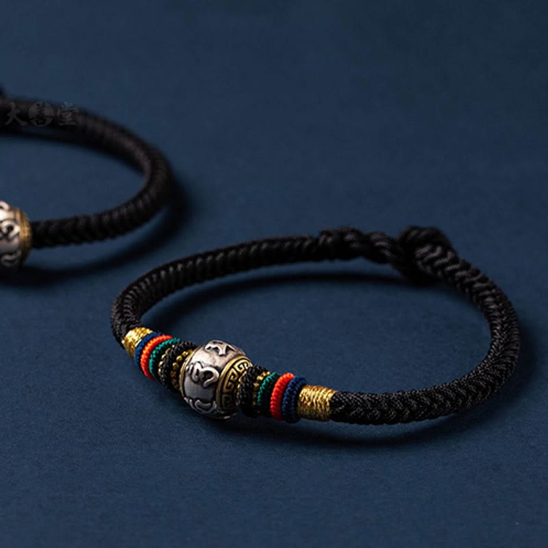 Buddha Stones 925 Sterling Silver Tibet Handmade Om Mani Padme Hum Luck Protection King Kong Knot Braided Bracelet - image 14