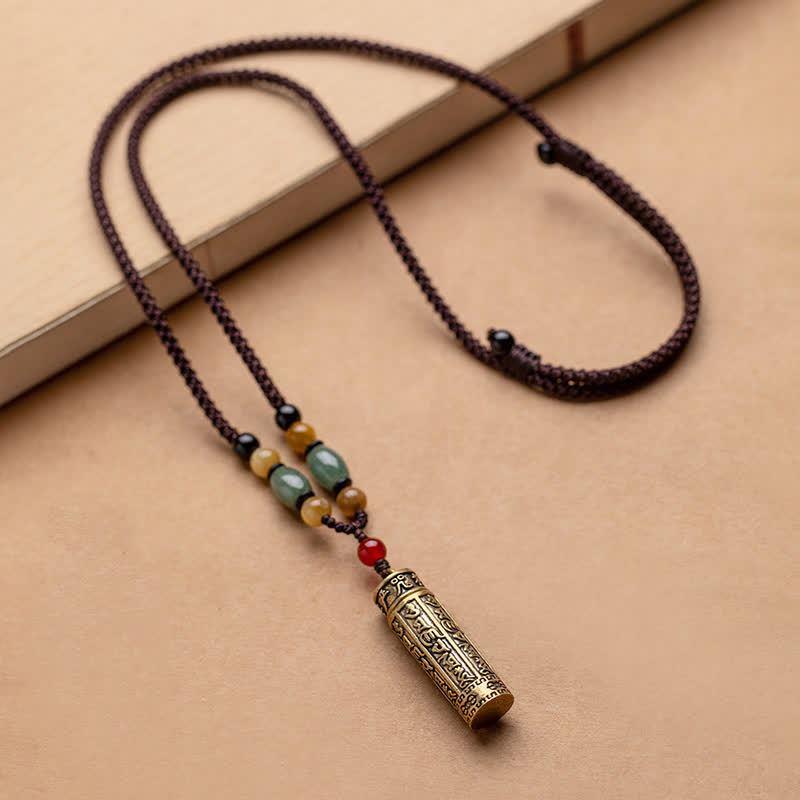 Buddhastoneshop Tibet Om Mani Padme Hum Agate Shurangama Sutra Protection Necklace Pendant - image 3