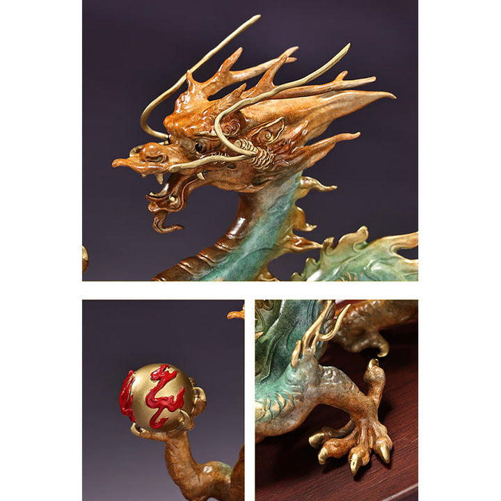 Buddha Stones Year Of The Dragon Auspicious Dragon Brass Copper Luck Success Office Decoration - image 11