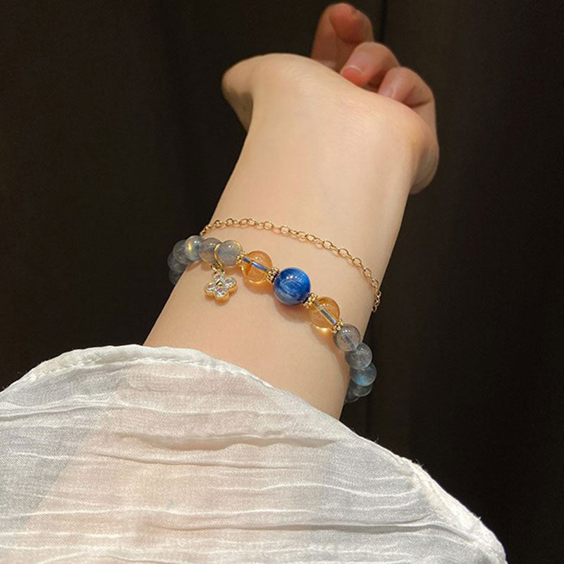 Buddha Stones Natural Moonstone Flower Chram Healing Beads Bracelet - image 3
