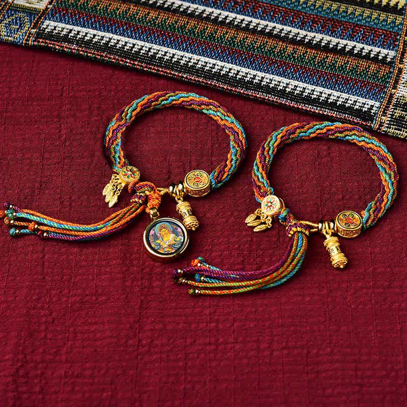 Buddha Stones Tibetan Luck Reincarnation Knot Prayer Wheel Dream Catcher Braid String Bracelet - image 5