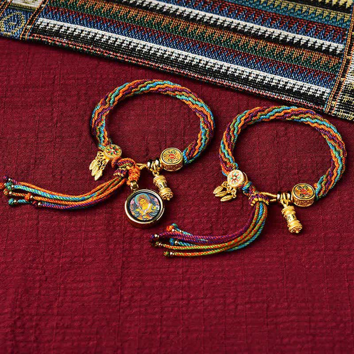 Buddha Stones Tibetan Luck Reincarnation Knot Prayer Wheel Dream Catcher Braid String Bracelet - image 5