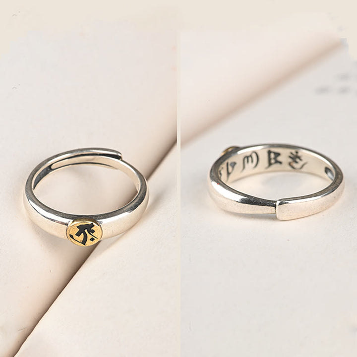 Buddha Stones Tibetan Om Mani Padme Hum Carved Chinese Zodiac Natal Buddha Peace Ring - image 12