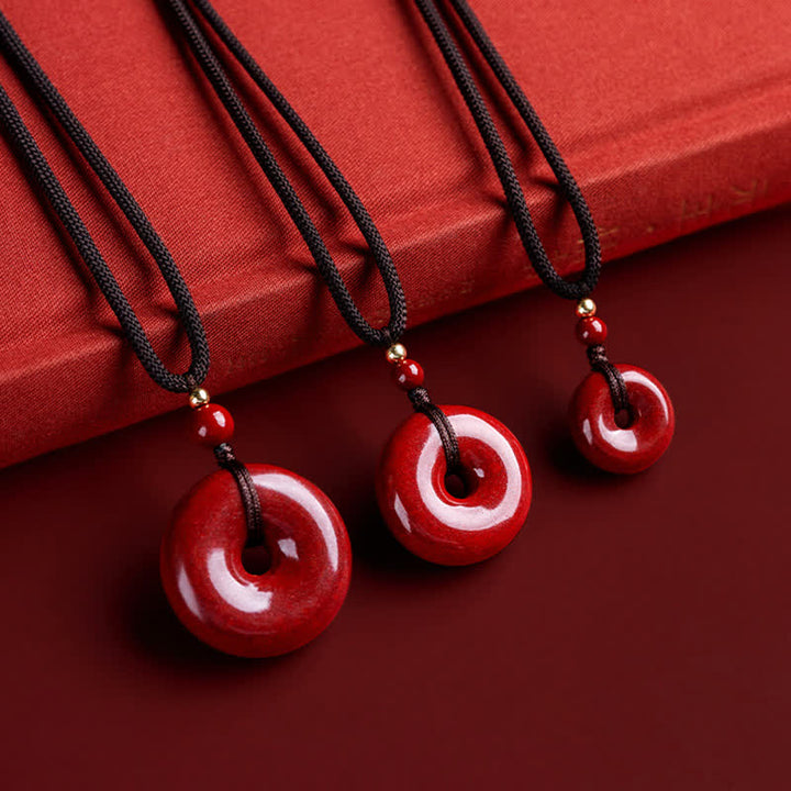 Buddha Stones Cinnabar Peace Buckle Calm Blessing Necklace Pendant - image 10