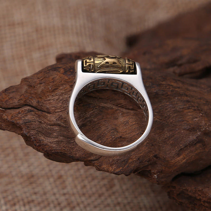 Buddha Stones Tibet Om Mani Padme Hum Carved Design Purity Rotatable Ring - image 2