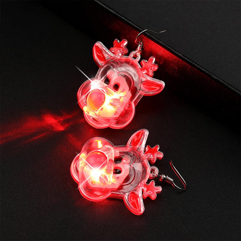 Led Christmas Santa Claus Tree Elk Luminous Earrings - image 12