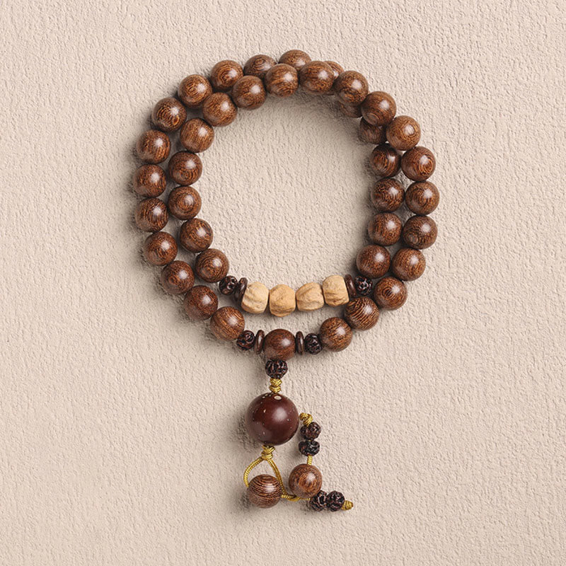 Buddha Stones Sandalwood Small Leaf Red Sandalwood Bodhi Seed Purification Double Wrap Bracelet - Sandalwood&Small Leaf Red Sandalwood - 8mm - image 12