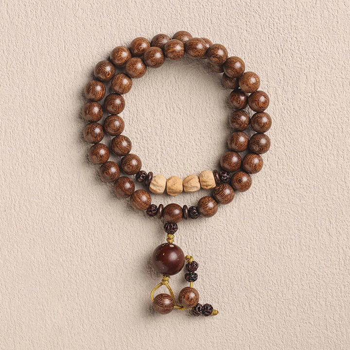 Buddha Stones Sandalwood Small Leaf Red Sandalwood Bodhi Seed Purification Double Wrap Bracelet - Sandalwood&Small Leaf Red Sandalwood - 8mm - image 12