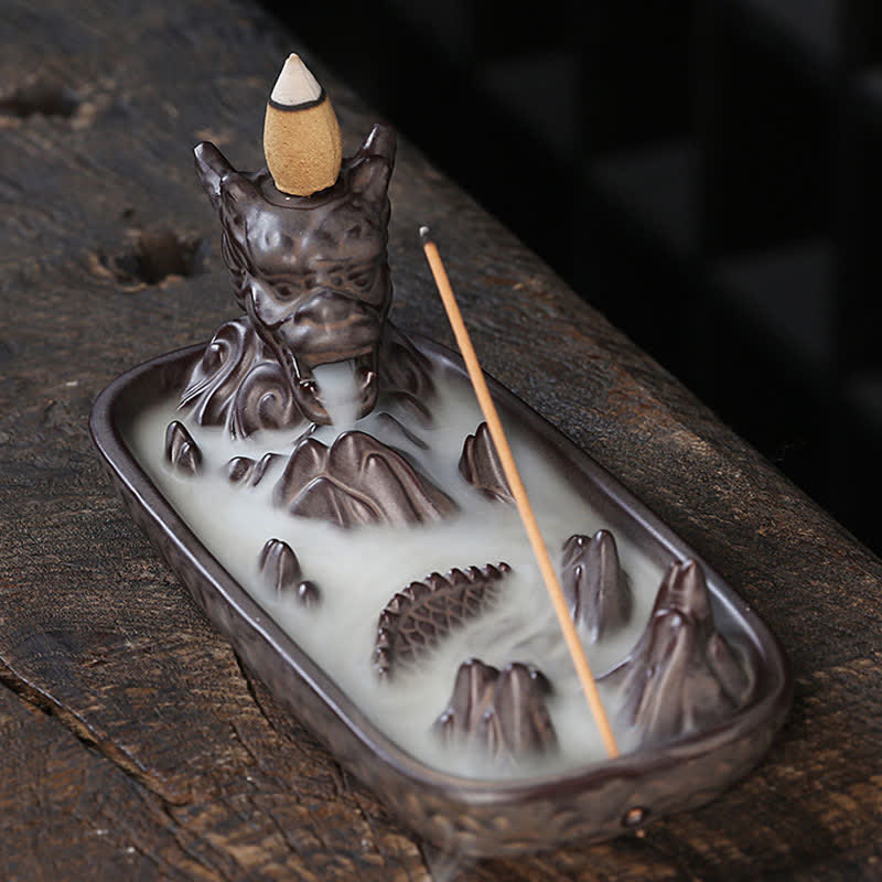 Buddha Stones Dragon Mountain Strength Ceramic Incense Burner Decoration - image 2