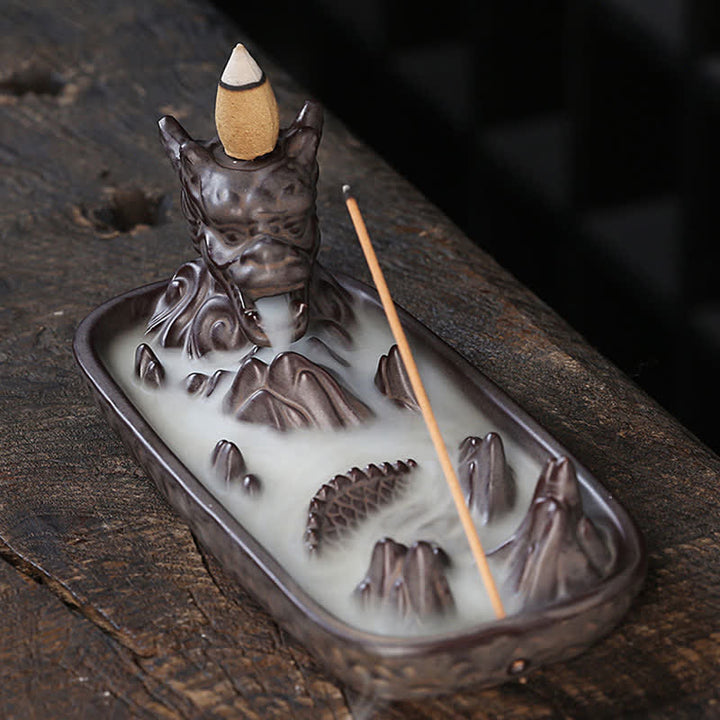 Buddha Stones Dragon Mountain Strength Ceramic Incense Burner Decoration - image 2