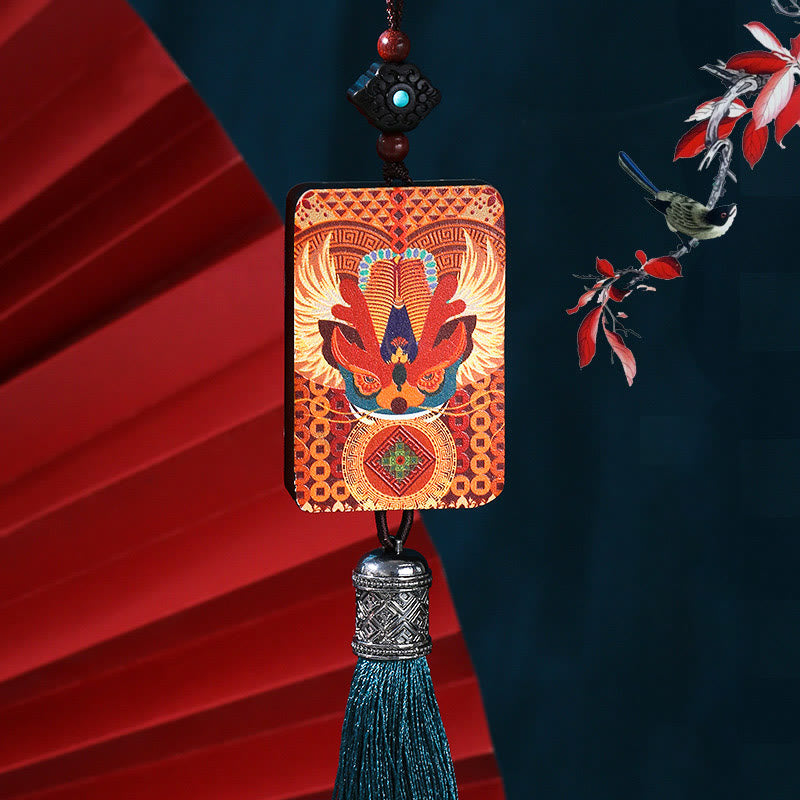 Buddha Stones PiXiu Ebony Wood Luck Wealth Tassel Car Hanging Decoration - PiXiu(Wealth♥Luck) - image 0